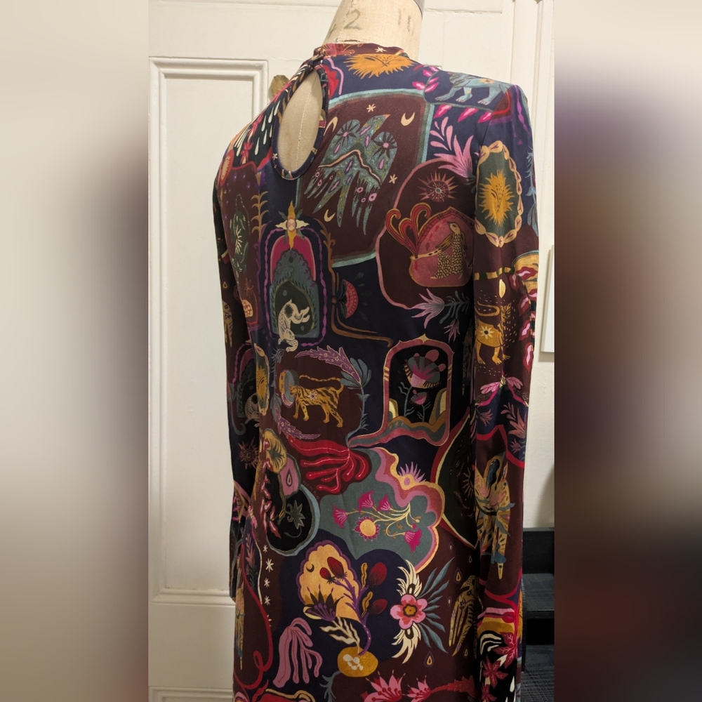 Far Rio Multicolor Artsy Surreal Land Long Sleeve Maxi Dress Medium - Picture 6 of 7